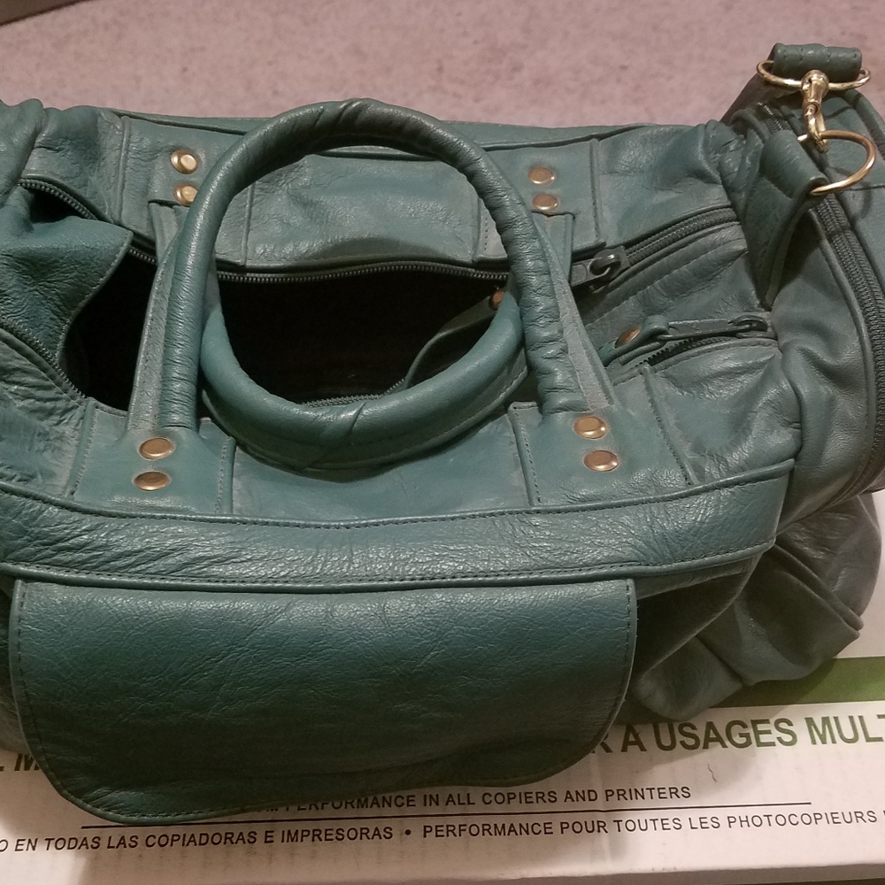Teal Suede Handbag Tote